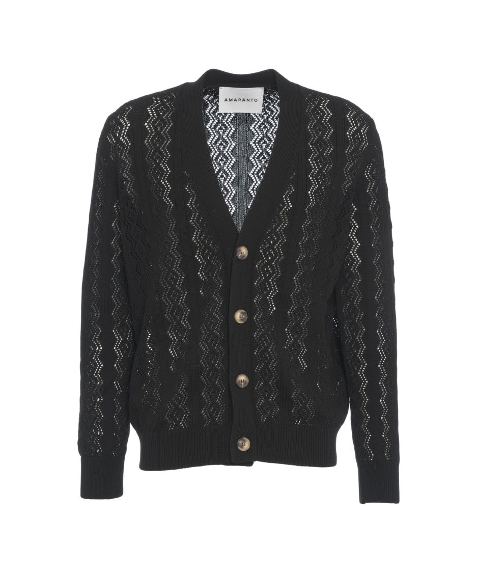 Amaranto V-Neck Open Knit Cardigan