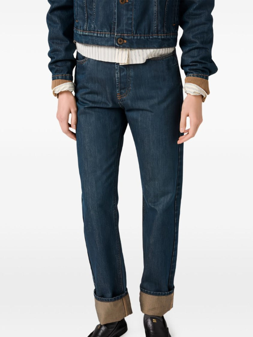 Miu Miu Blue High-Rise Denim Five-Pocket Jeans