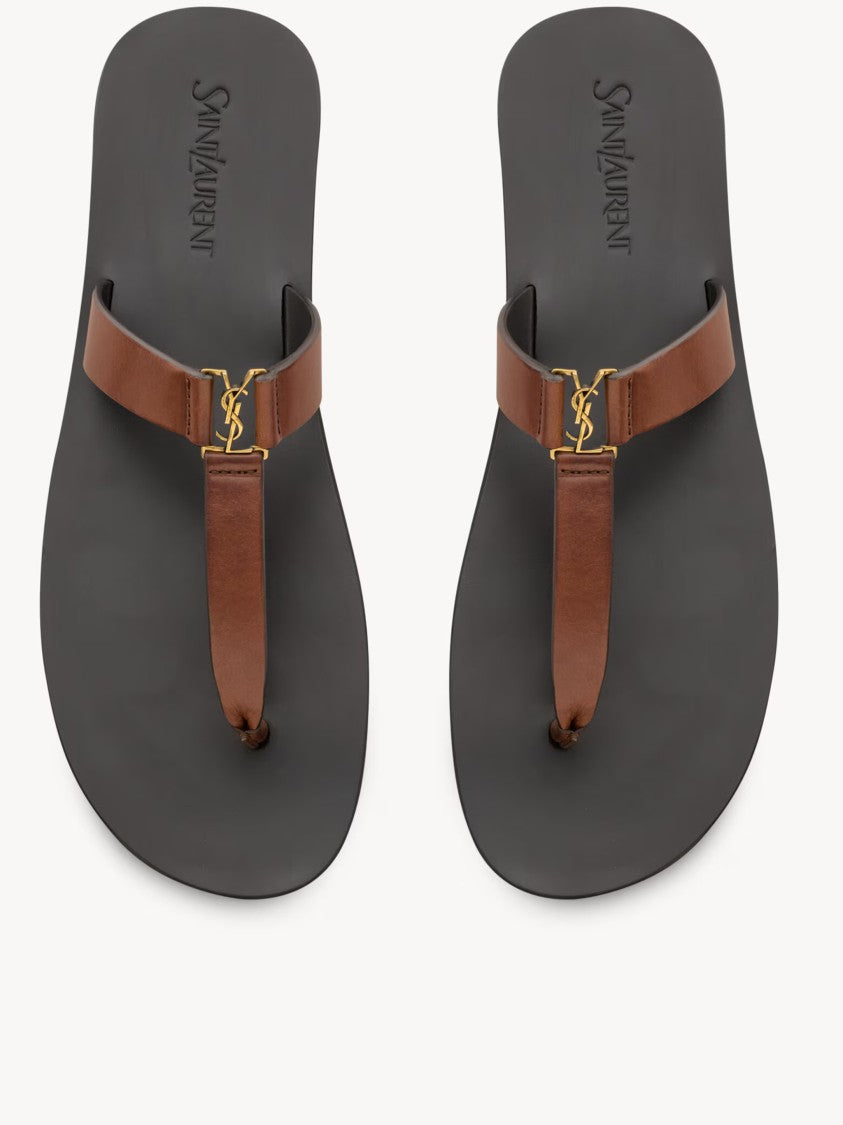 Saint Laurent Black/Brown Sandali Babylone T-Strap Sandals