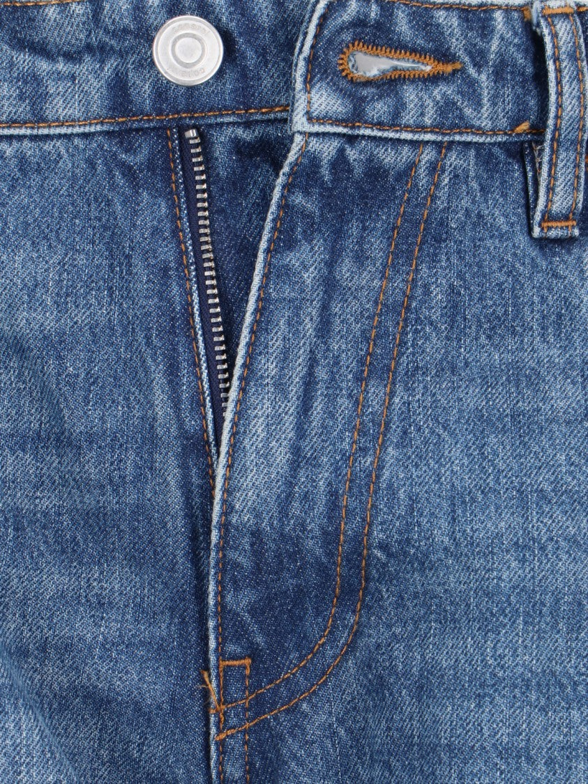 Coperni Open Knees Bootcut Jeans In Blue Denim