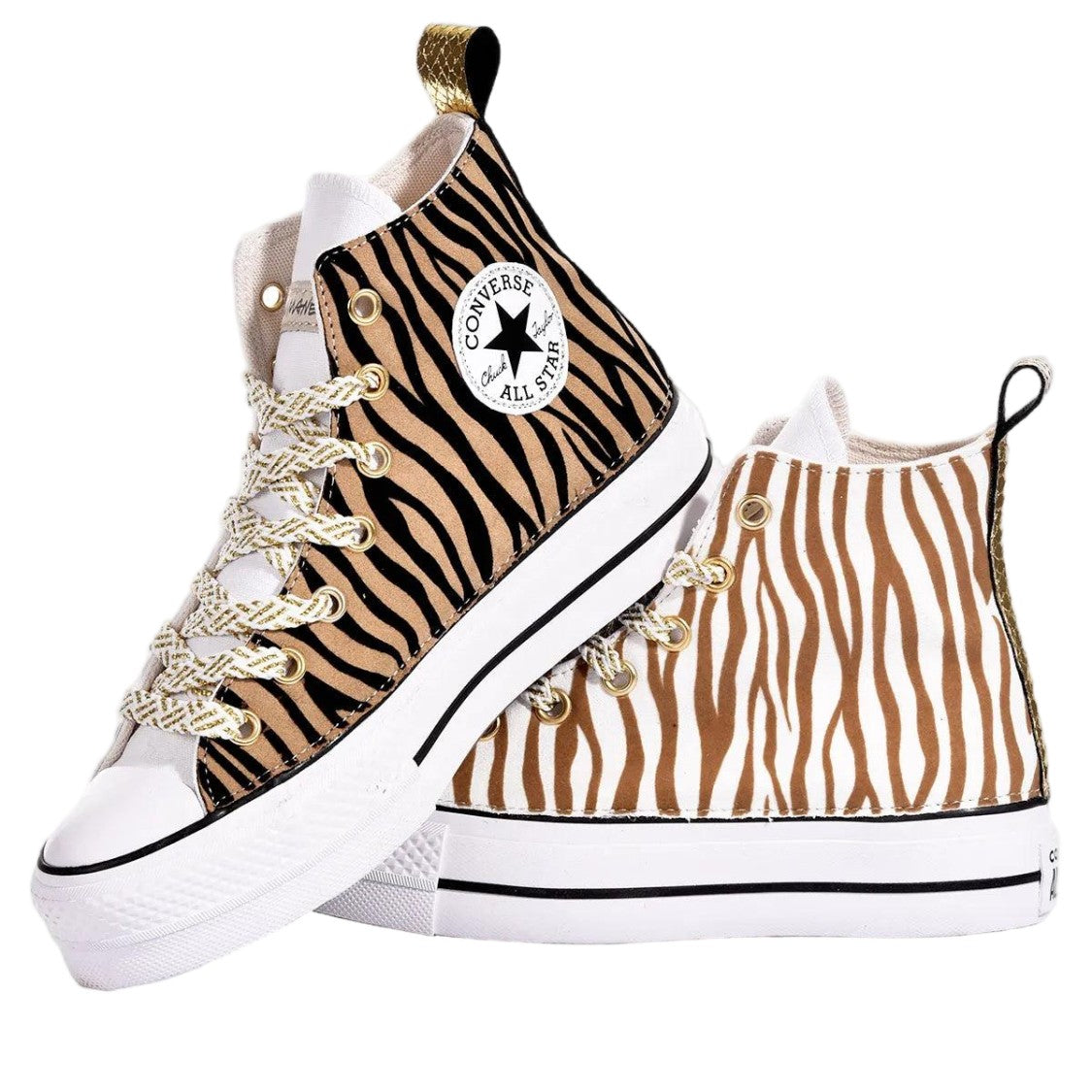 Converse Gold Handmade Zebra Glam Suede Sneakers