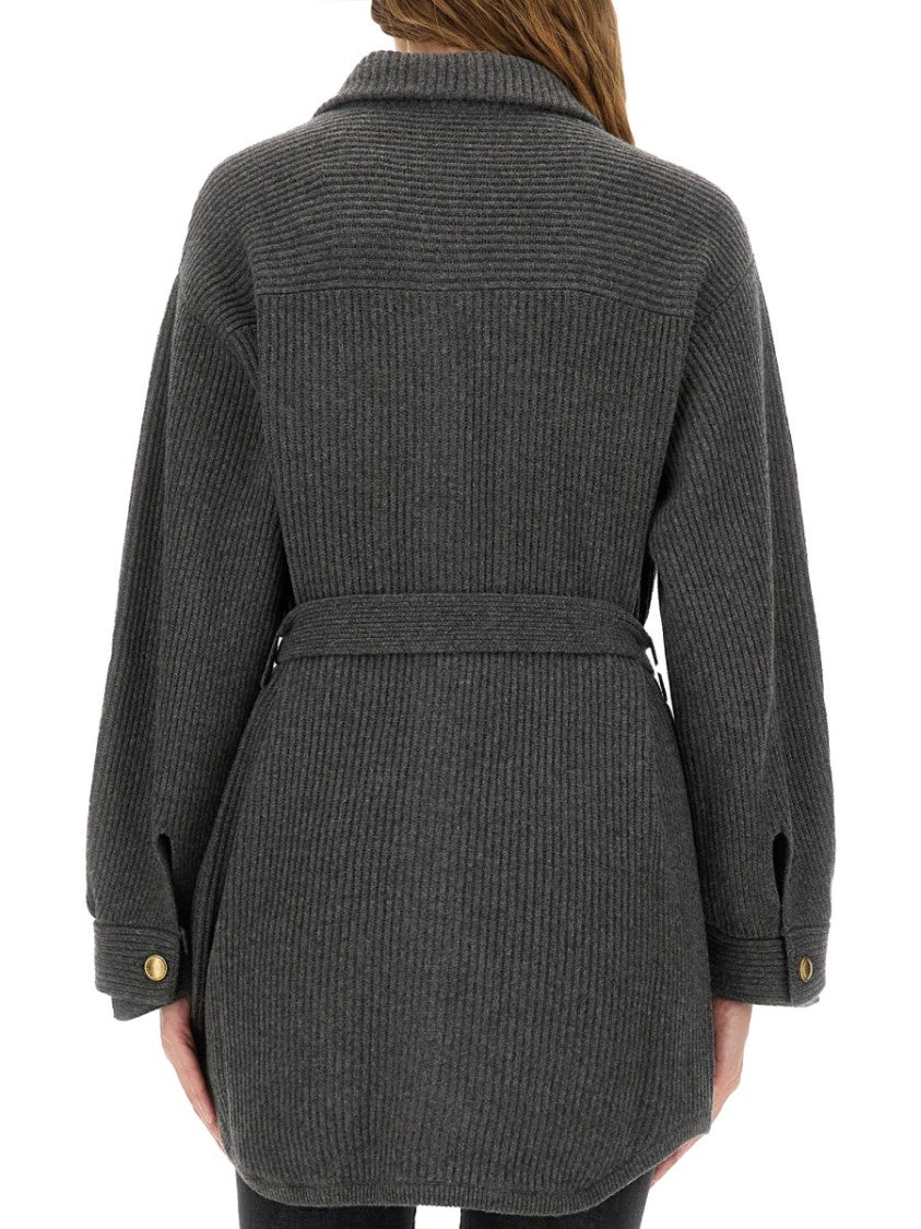 Brunello Cucinelli Belted Ribbed Knit Cardigan