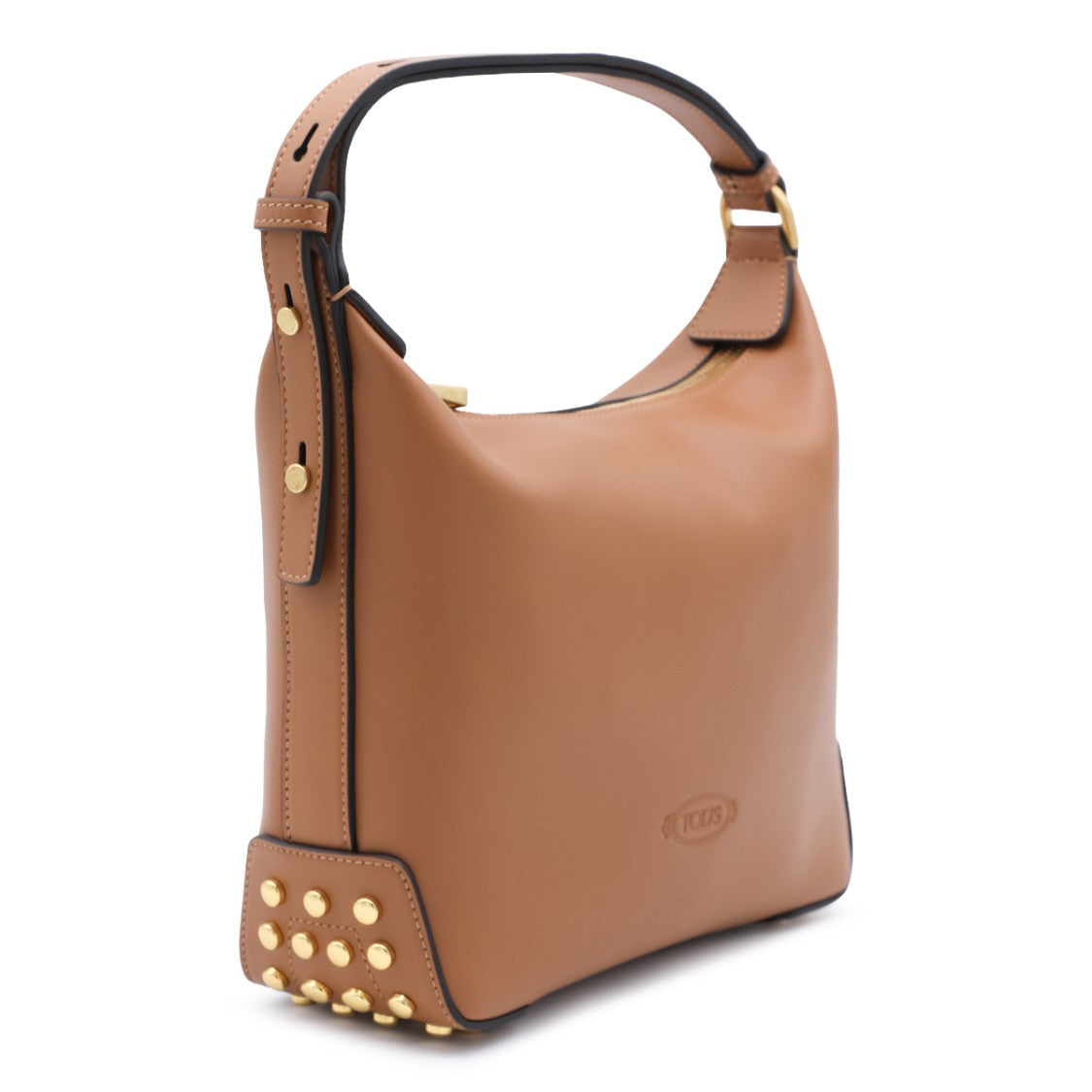 Tod's Structured Brown Handbag With Gold-Tone Accents