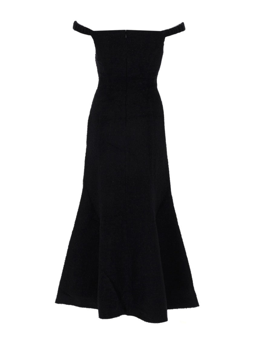 Self-Portrait Boucle Textured Off-The-Shoulder Midi Dress
