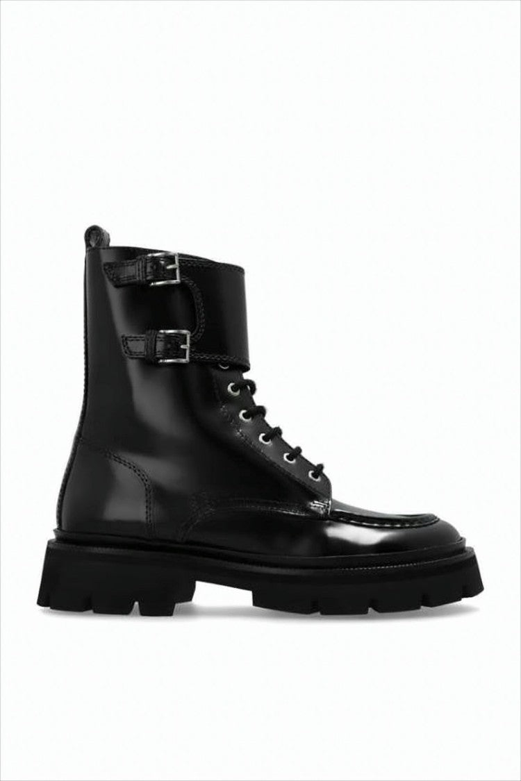 Ami Paris Lace-Up High-Top Boots With Buckle Detail