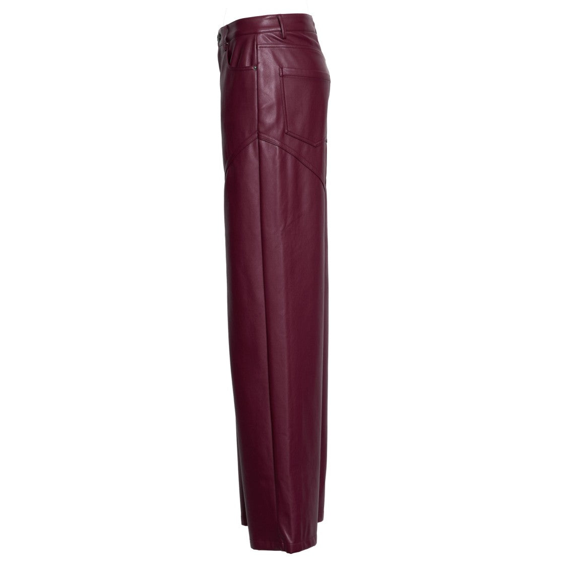 Rotate Dixie Mid-Rise Faux Leather Pants With Trim