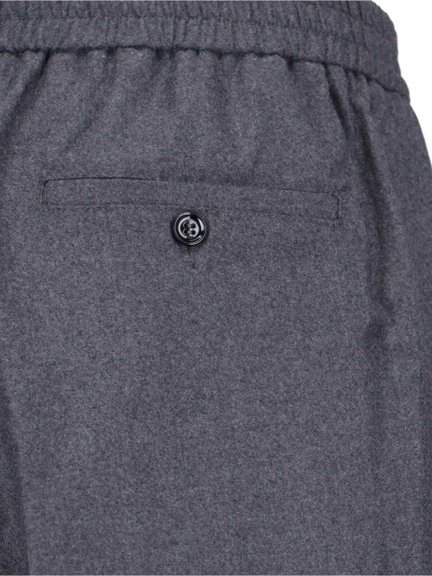 Ami Mid-Rise Grey Virgin Wool Trousers With Tailored Aesthetics