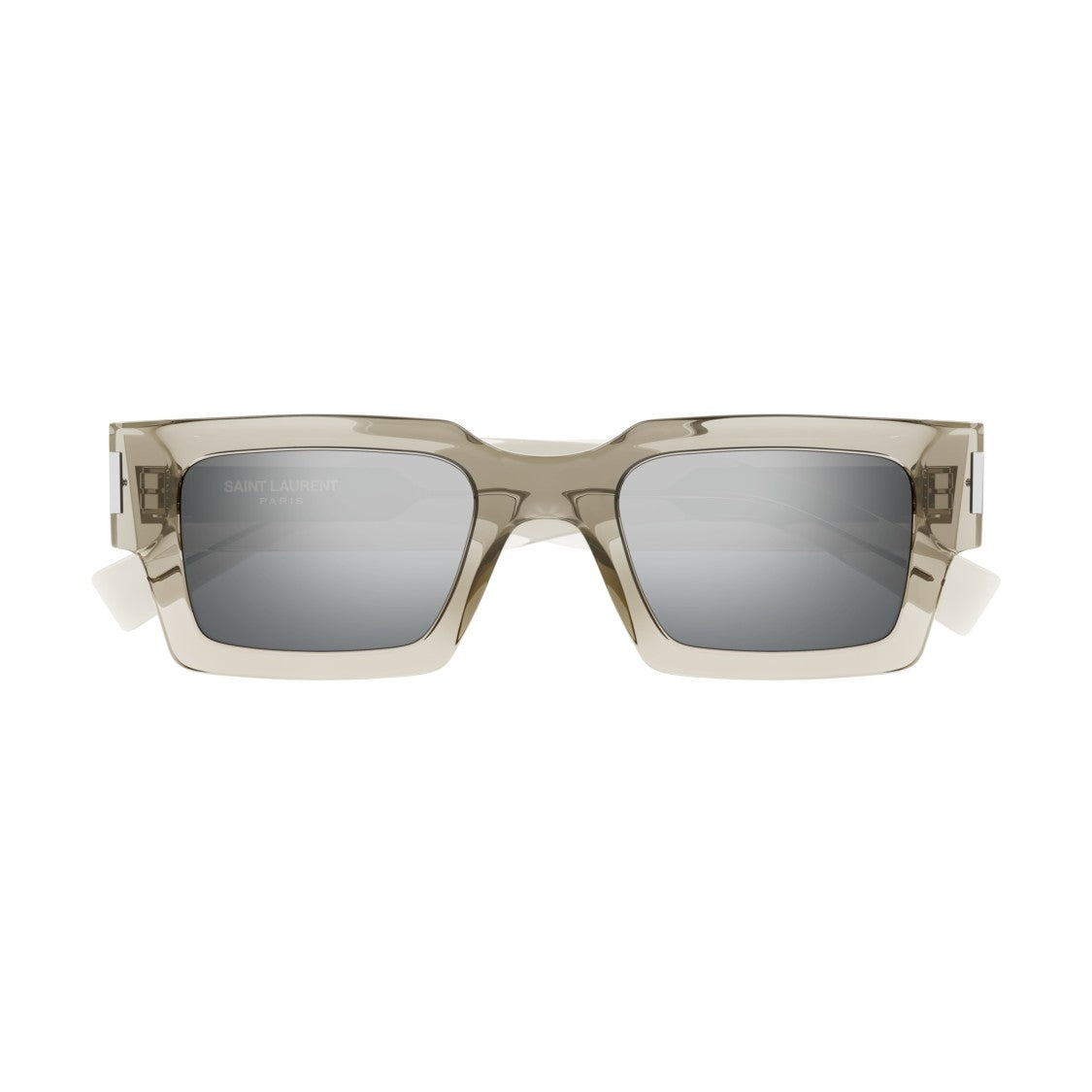 Saint Laurent Oversized Square Frame Sunglasses In Translucent Taupe