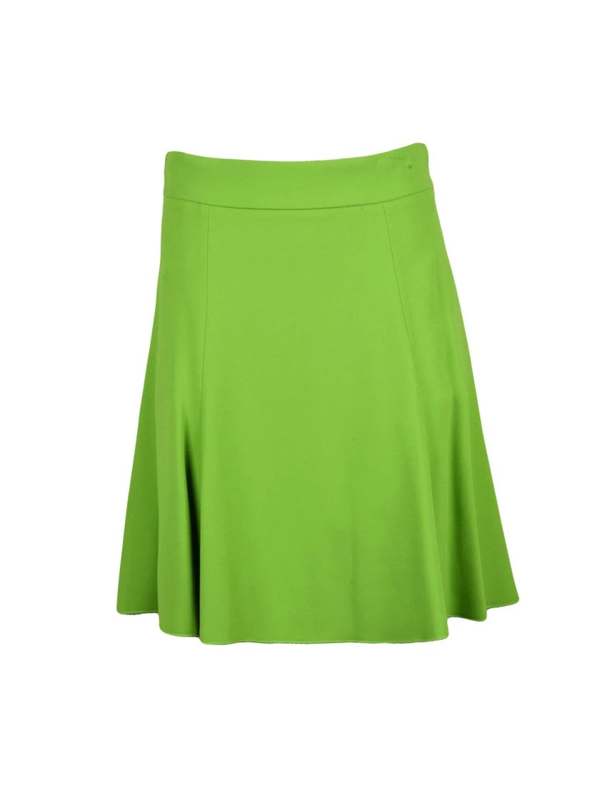 Dolce & Gabbana Apple Green Flared Skirt With Lace Trim And Structured Waistband
