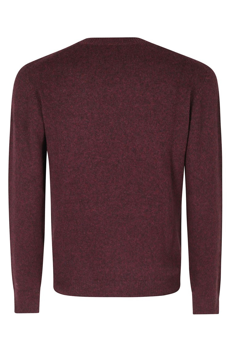 Roberto Collina Bordeaux Crew Neck Ribbed Merino-Camel Blend Sweater