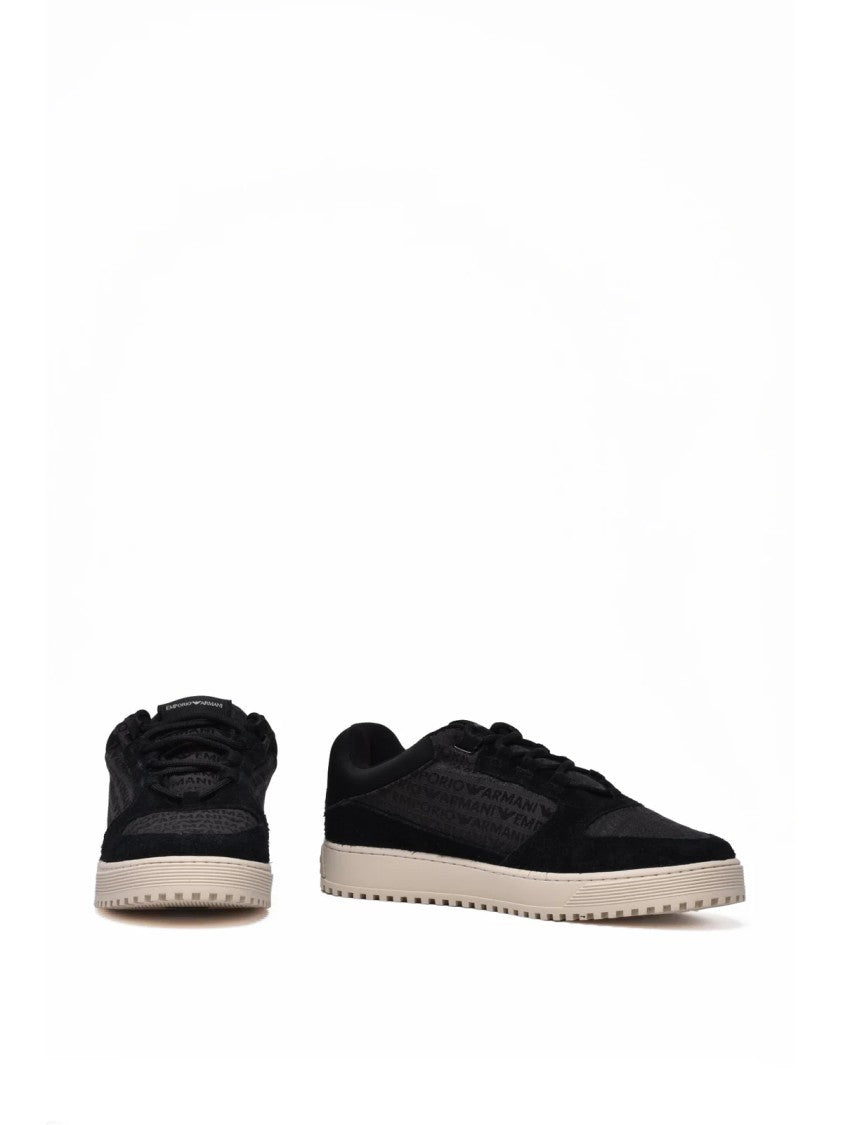 Emporio Armani Black Low-Top Leather Sneakers