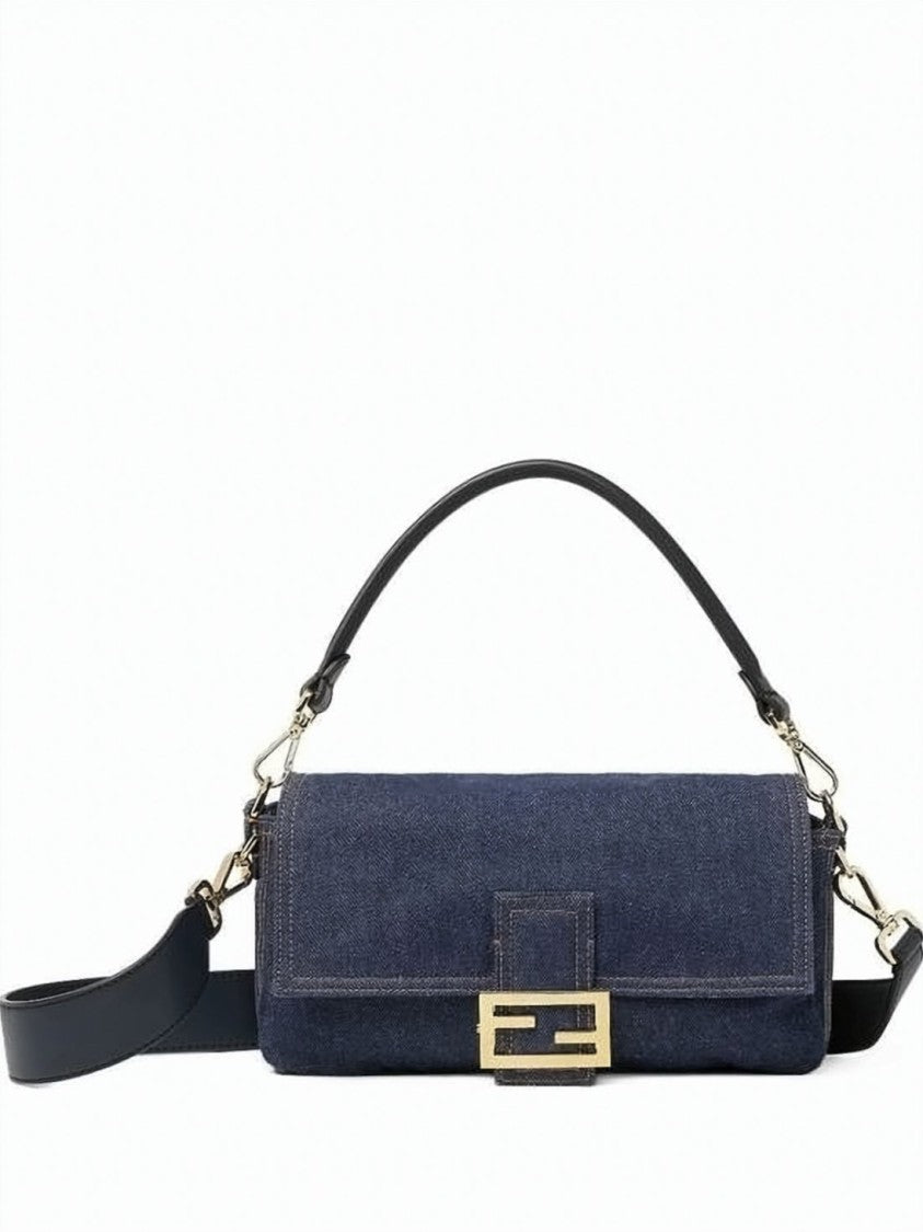 Fendi Calf Leather-Accented Fendi Shoulder Bag With Gold-Tone Closure