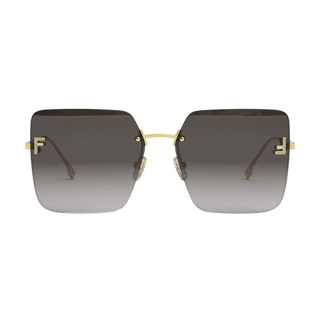 Fendi Gold First Crystal Metal Rimless Sunglasses