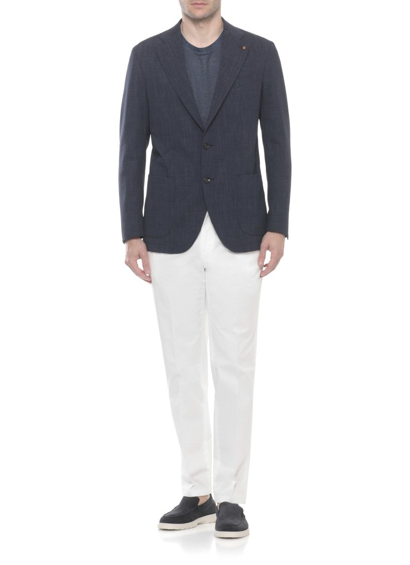 La Torre Red Blue Classic Lapel Cotton Jacket