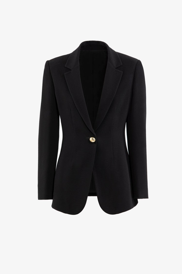 Saiid Kobeisy Jet Black Crepe Tailored Jacket