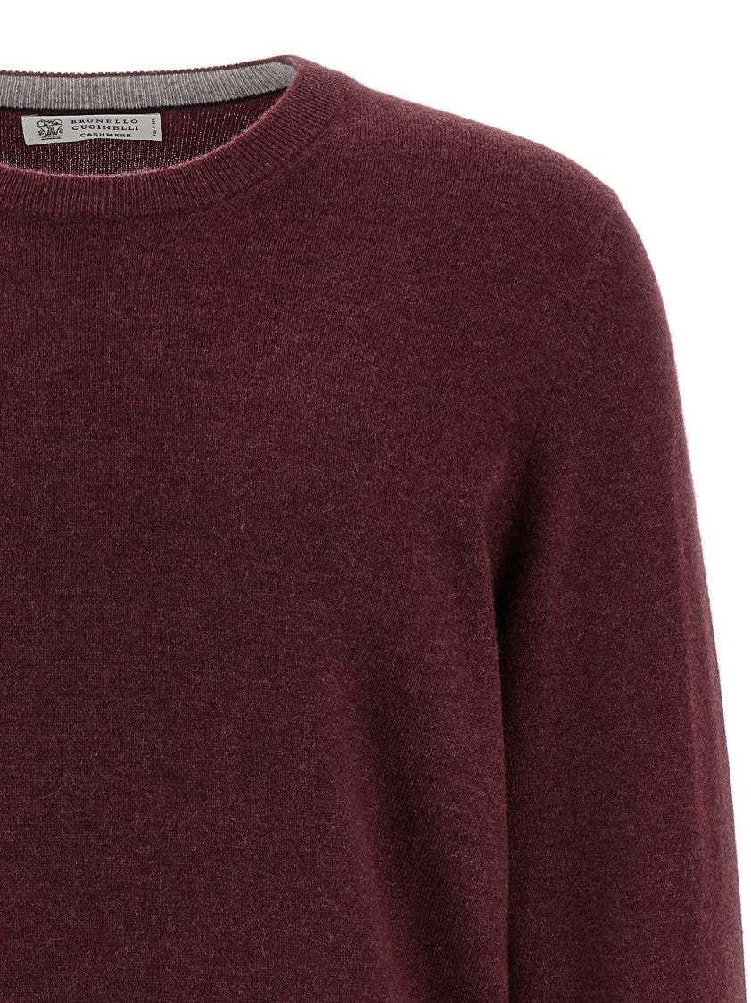 Brunello Cucinelli Contrast-Detailed Cashmere Sweater With Crew Neck