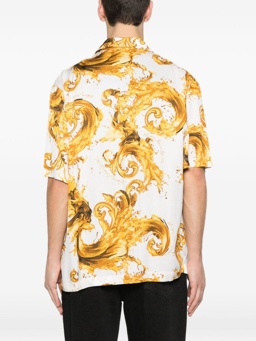 Versace Jeans Couture Short-Sleeve Baroque Print Shirt With Camp Collar