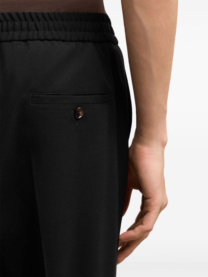 Ami Paris Tapered Black Wool Trousers
