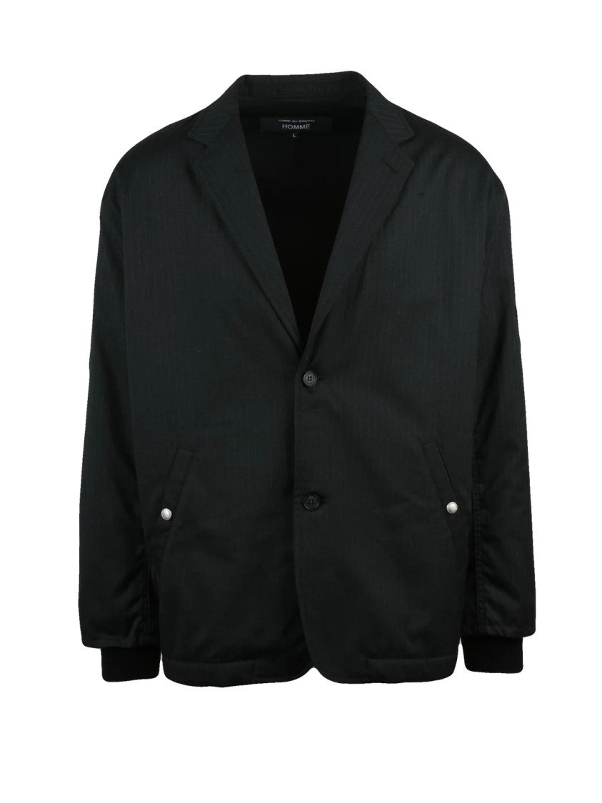 Comme Des Garçons Boxy Black Jacket With Subtle Pinstripe Detailing