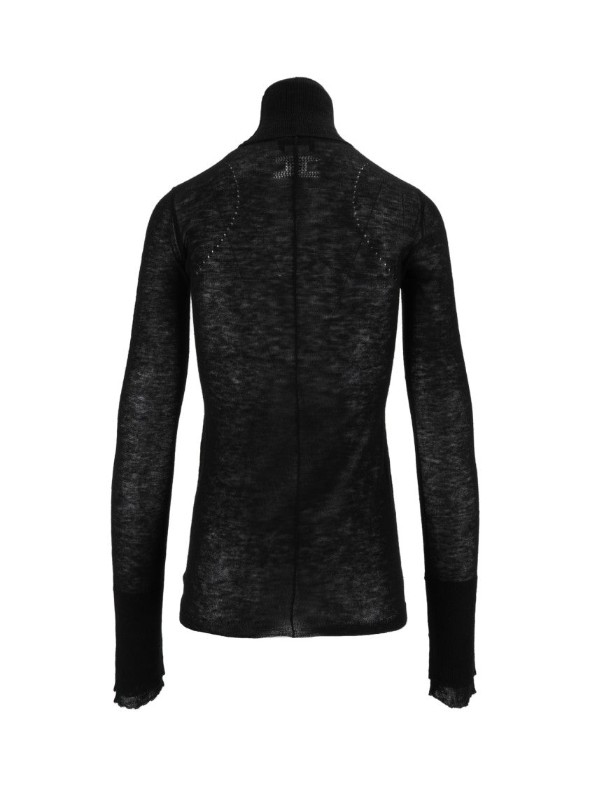 Elisabetta Franchi Fitted Semi-Sheer High-Turtleneck Knit Top