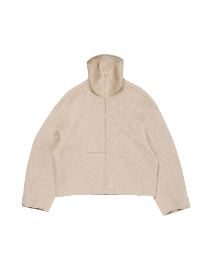 Acne Studios Cropped Cashmere Blend Jacket With High Stand Collar And Front Zipper