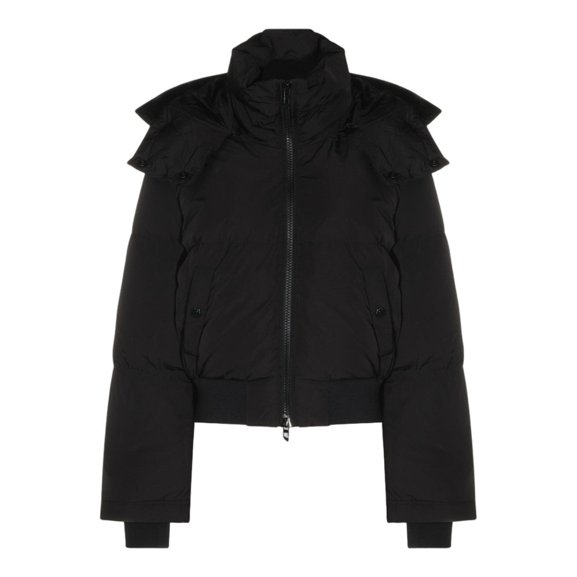 Diesel Cropped Black Puffer Coat With High Collar
