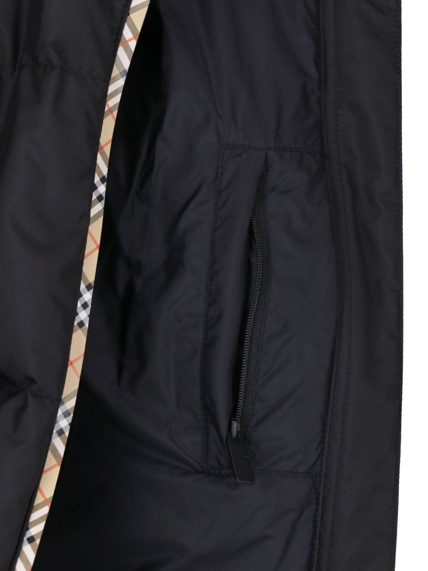 Burberry Black Hooded Check Down Jacket