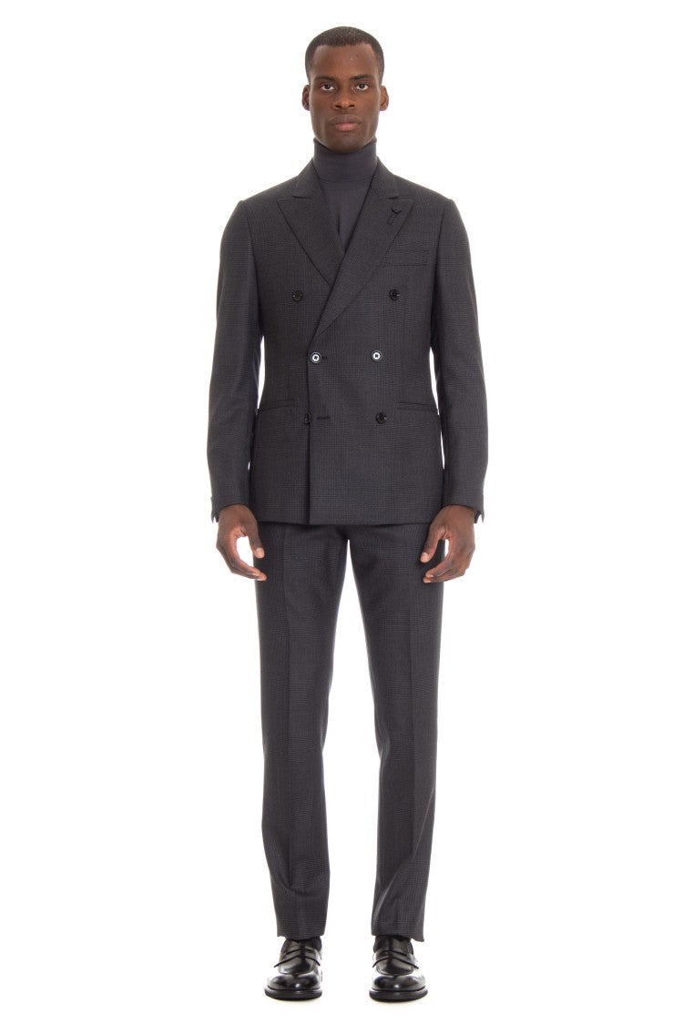 Lardini Double-Breasted Wool Check Suit