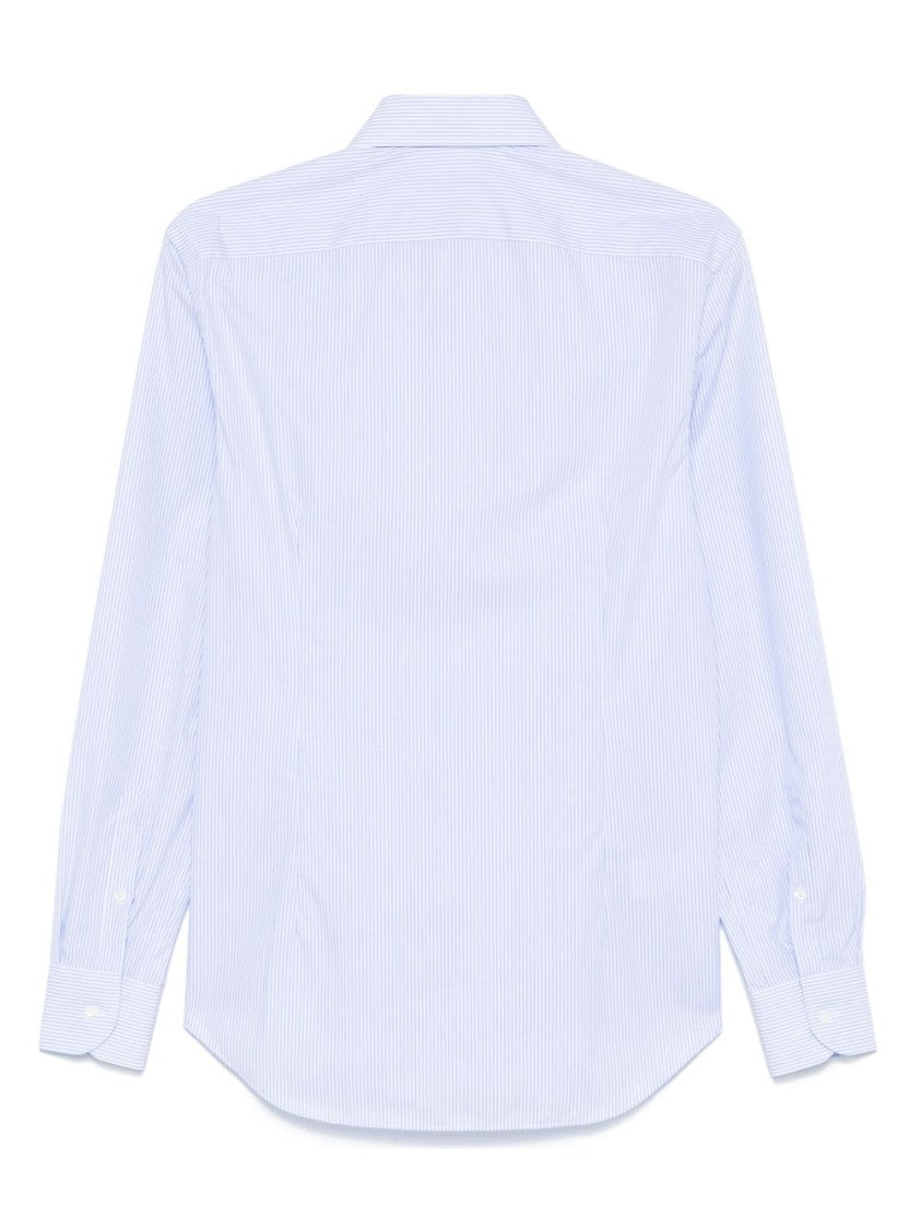 Corneliani Clear Blue Shirt With Subtle Striped Pattern