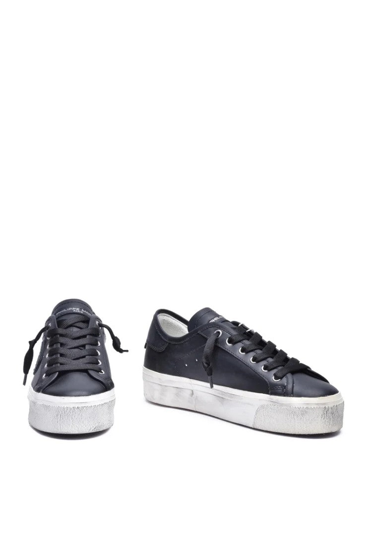 Philippe Model Low-Top Black Leather Sneakers