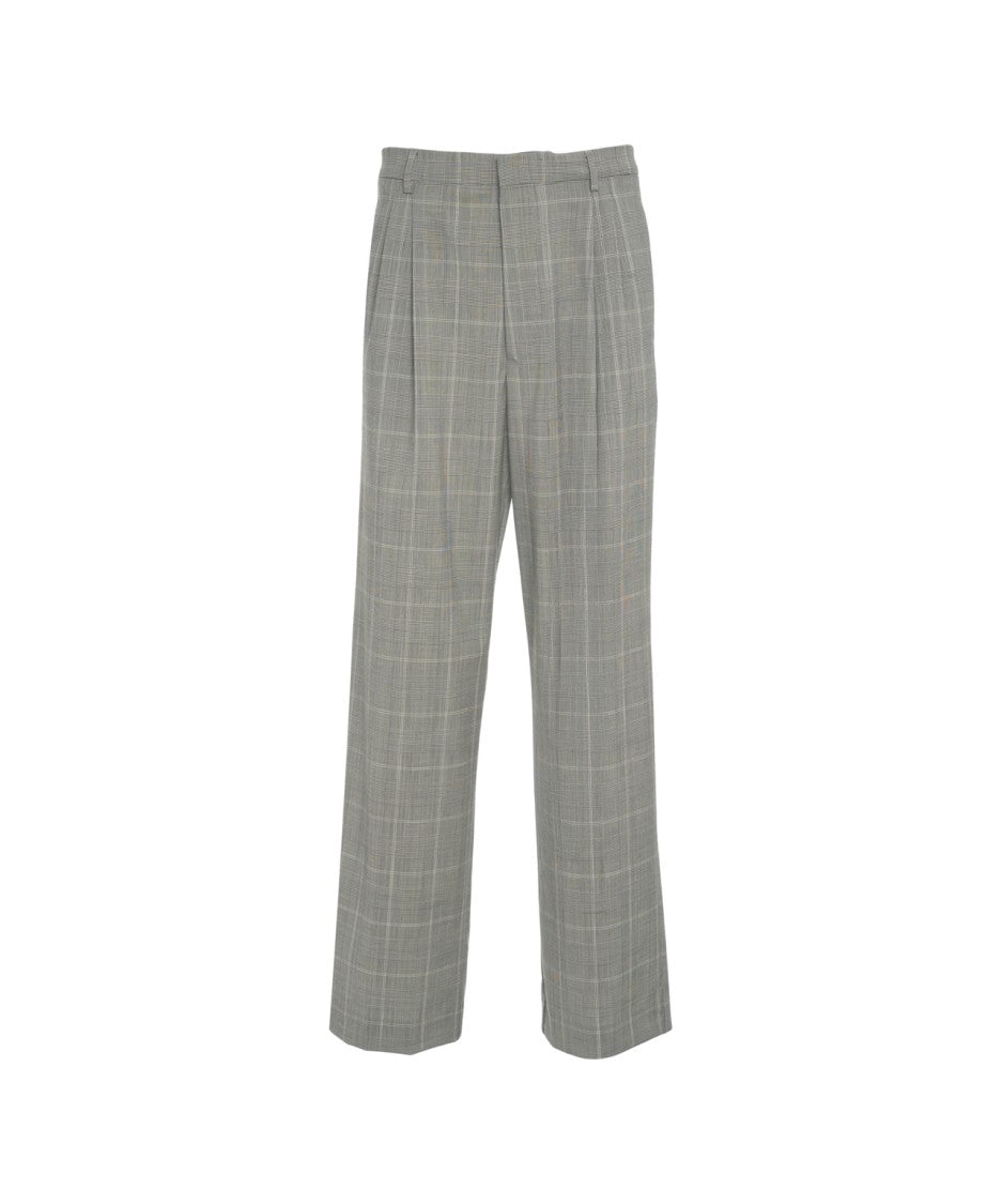 Amaranto Plaid Trousers With Precise Pleats And Tailored Finish