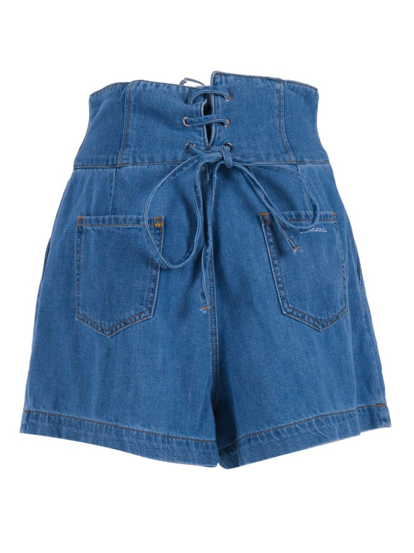 Ermanno Scervino High Waisted Corset Denim Shorts