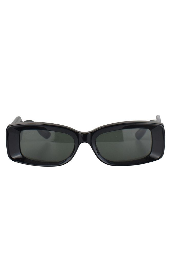 Gucci Opaque Black Acetate Rectangular Sunglasses
