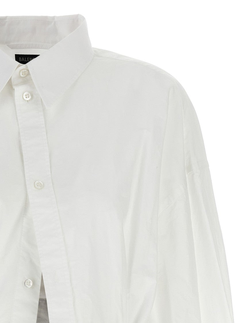 Balenciaga Wrinkled Cotton Shirt With Contrast Waist Belt