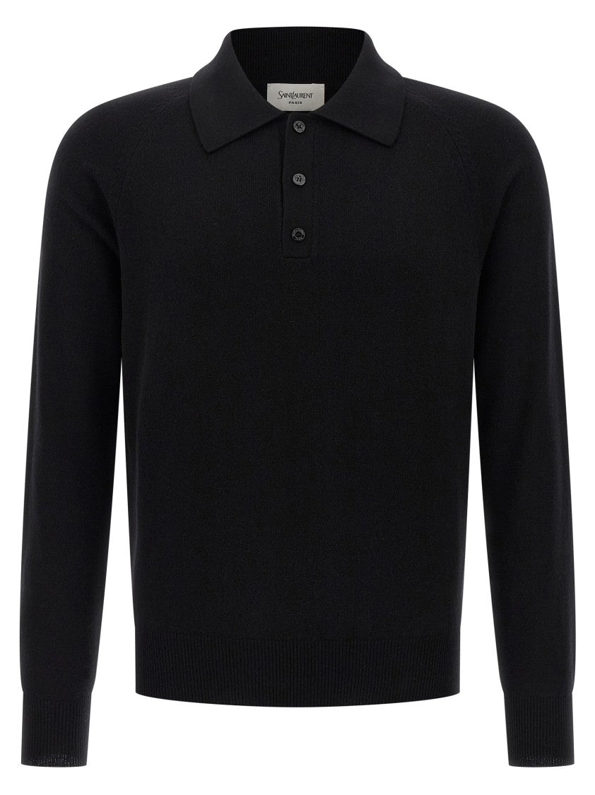 Saint Laurent Long-Sleeved Polo Shirt With Classic Collar