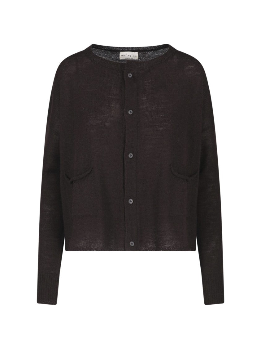 Ma'ry'ya Cropped Virgin Wool Cardigan With Button Closure