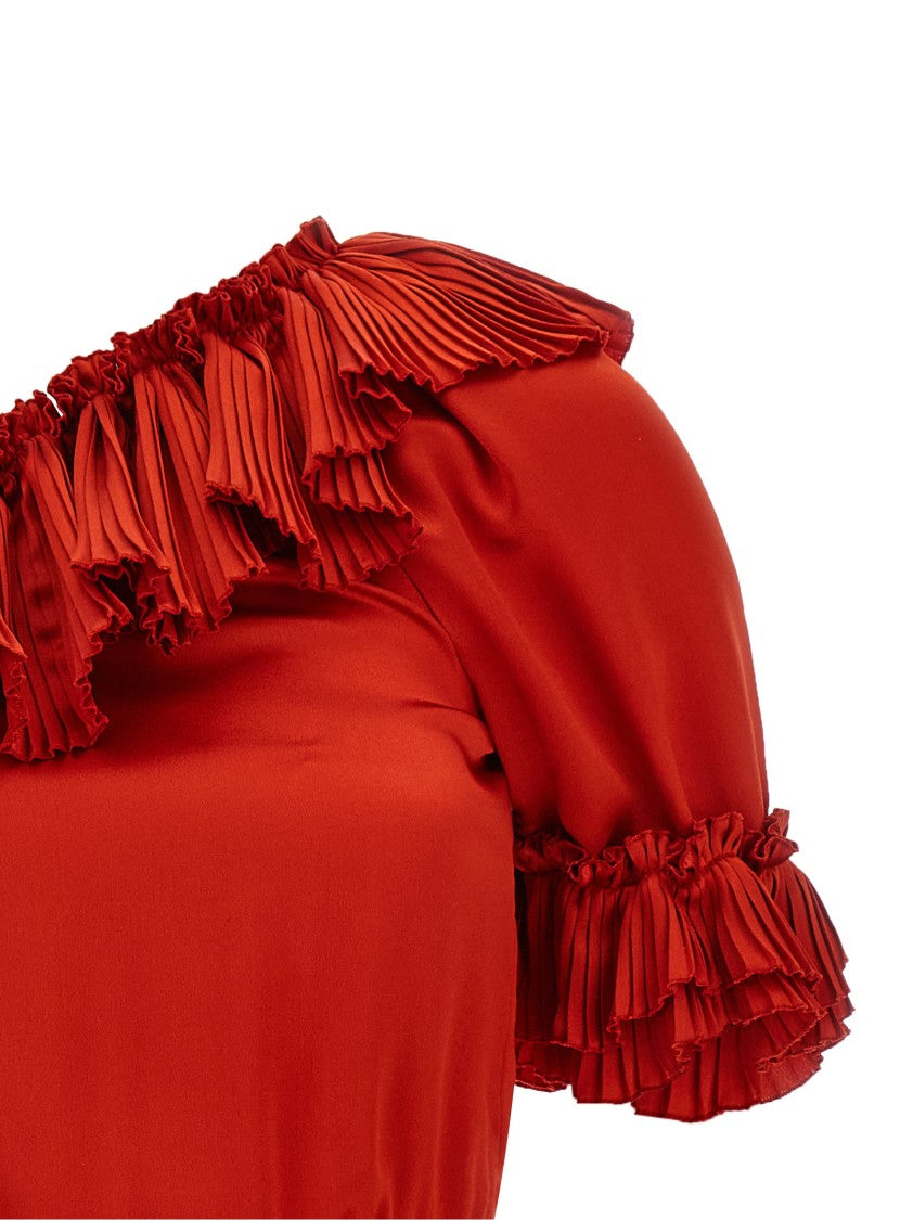 Saint Laurent One-Shoulder Shiny Silk Satin Dress