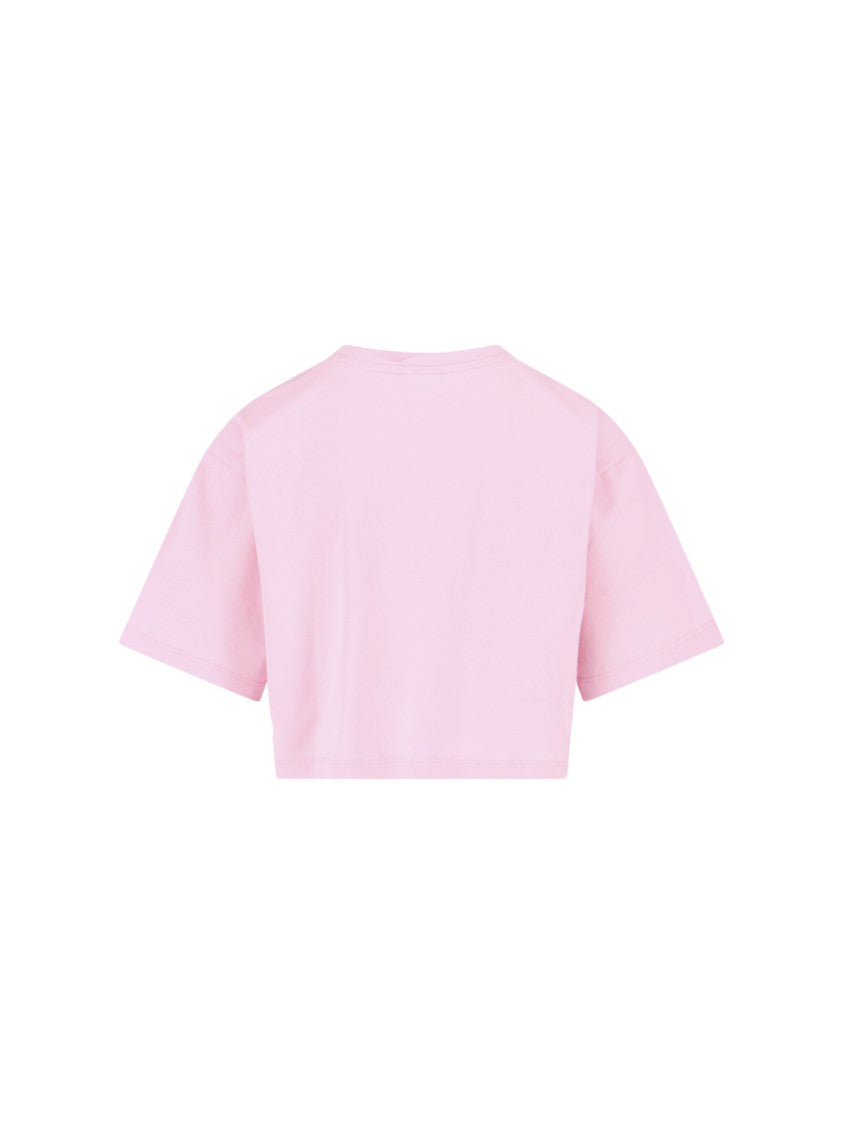 Balmain Logo Crop T-Shirt Pink