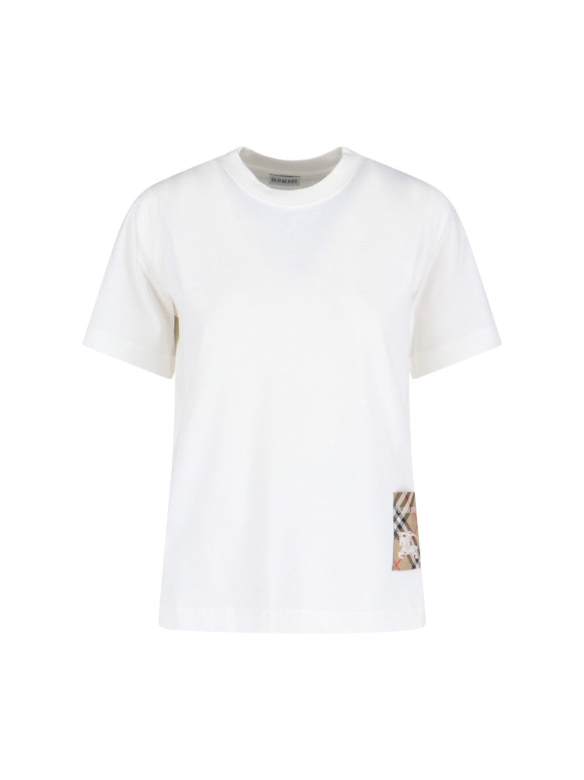 Burberry "Check" T-Shirt, In White Cotton