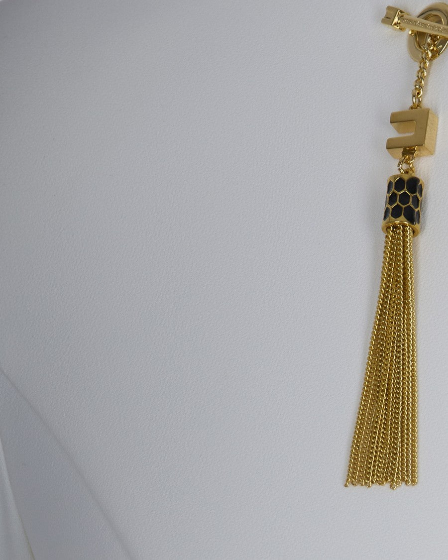 Elisabetta Franchi Light Crepe Dress With Ivory Jewel Chain