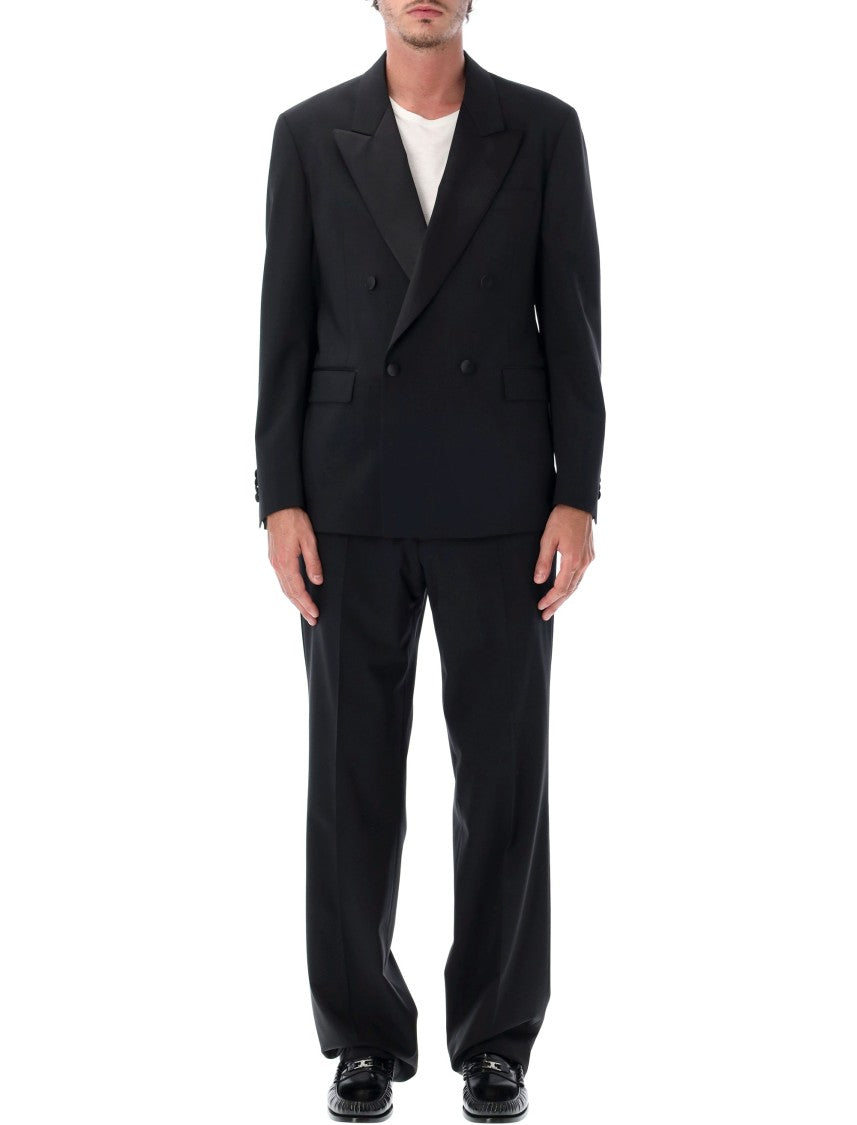 Lardini Black Two-Piece Double-Breasted Wool-Blend Smoking Suit