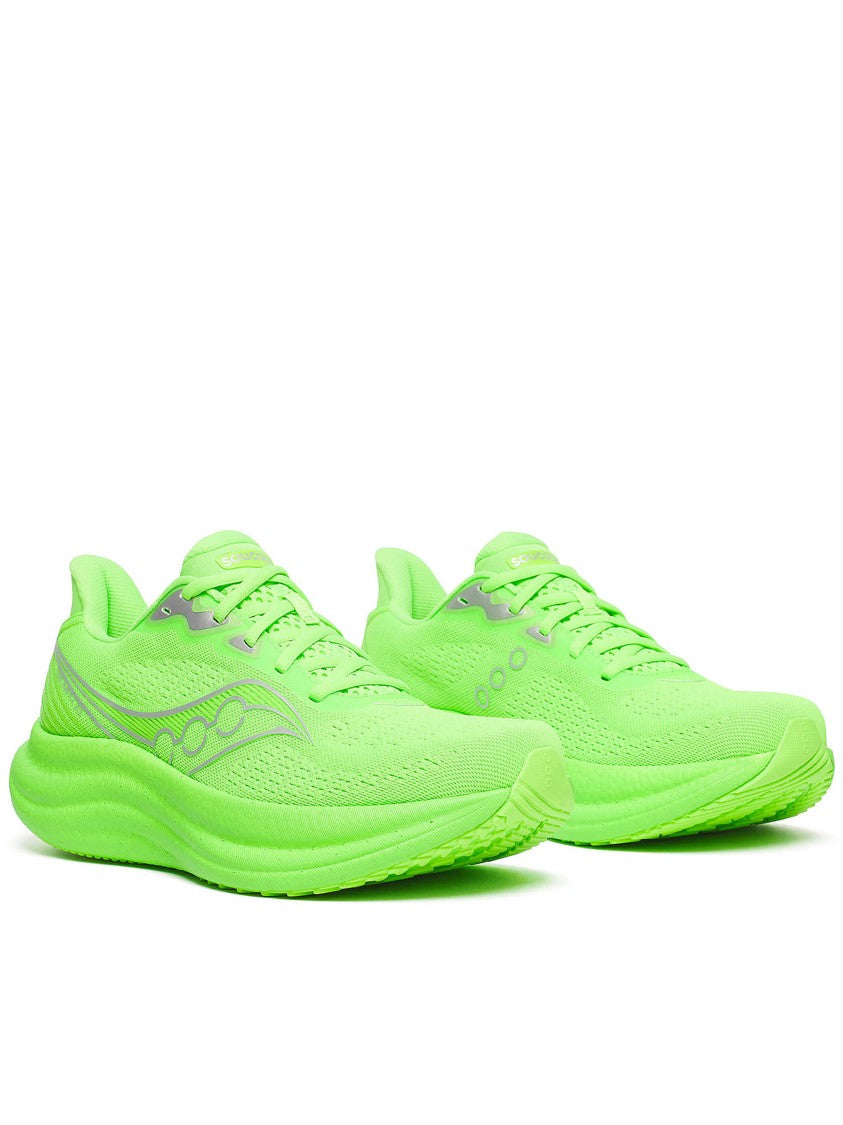 Saucony Neon Green Running Shoes With Breathable Mesh Upper
