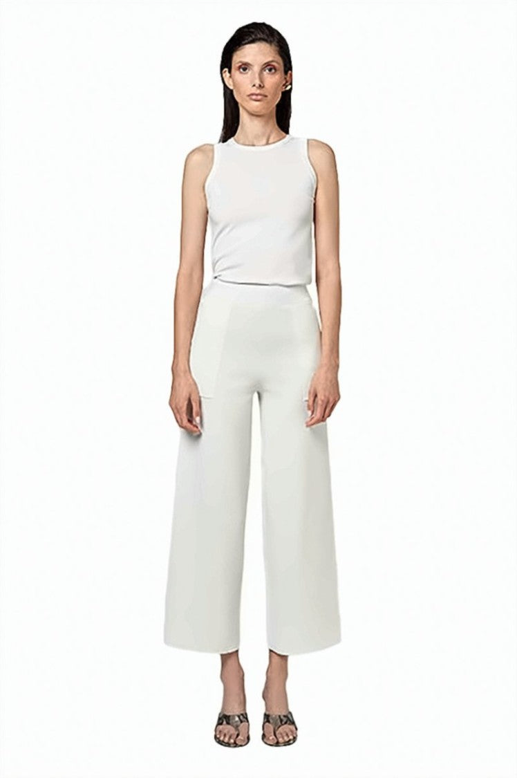 Alpha Studio Viscose Wide-Leg Cropped Pants