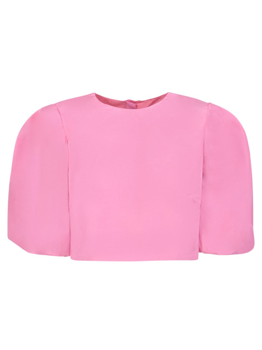 Msgm Pink Half-Height Puff Sleeves Tops