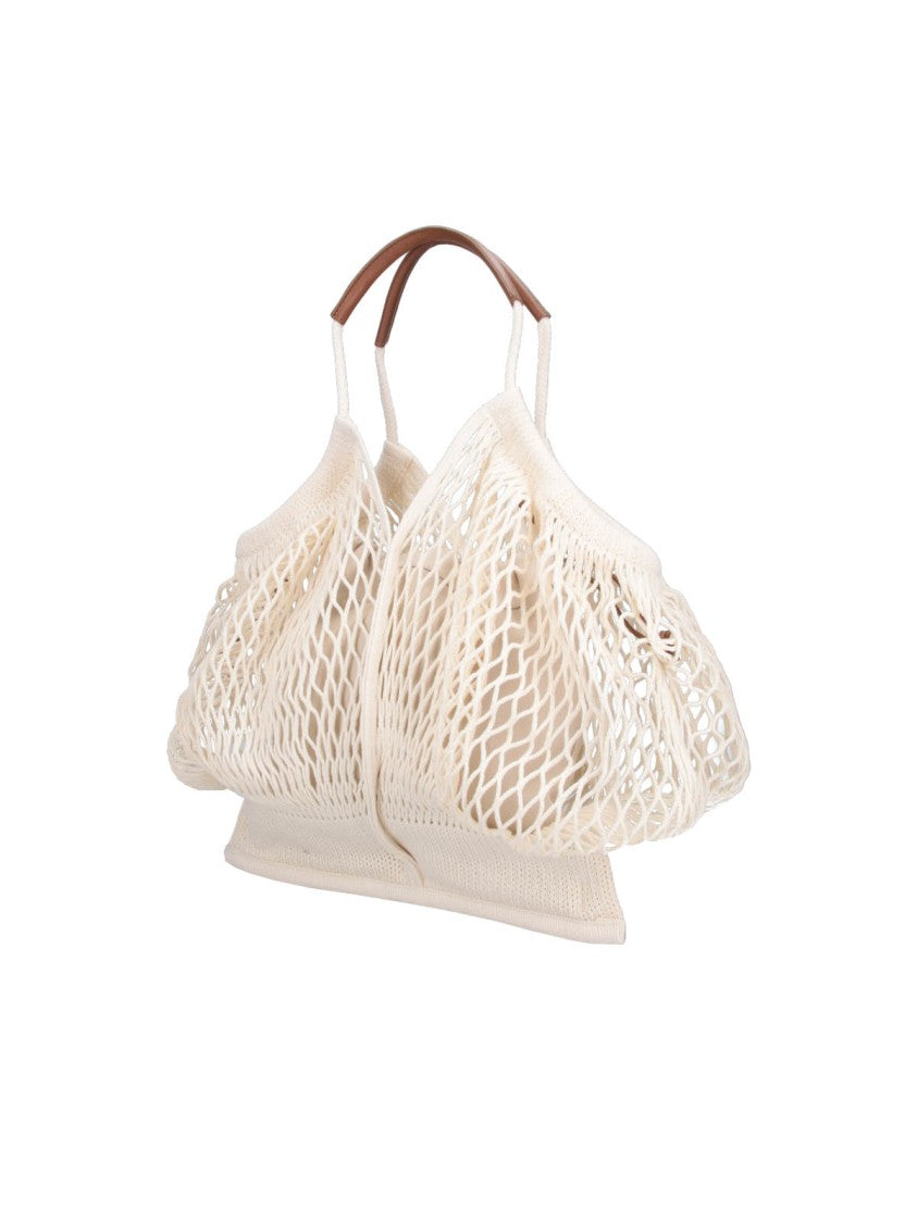 Hereu Beige Open-Weave Net Bag Removable Pouch