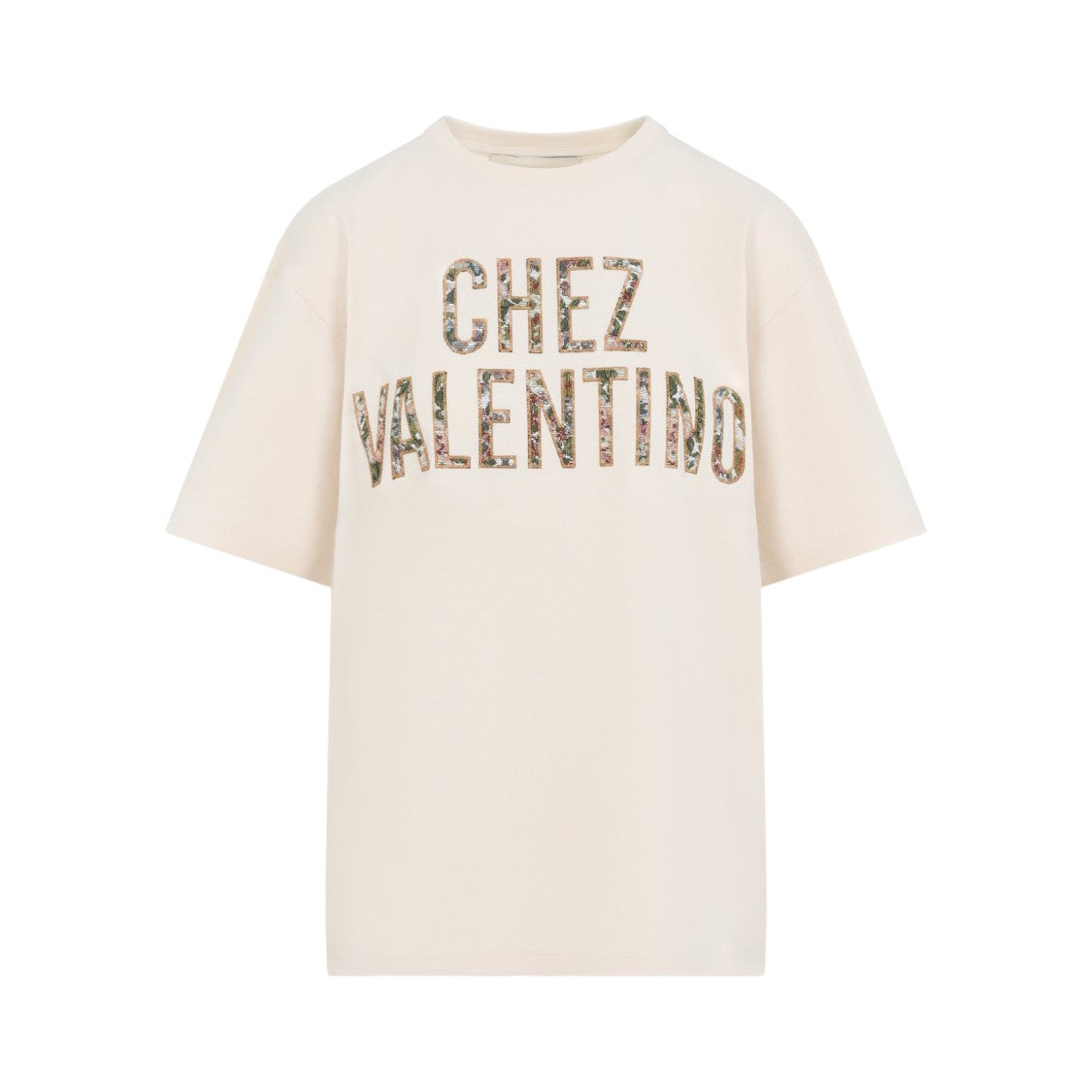 Valentino Short-Sleeved Relaxed Fit T-Shirt With Floral Lettering