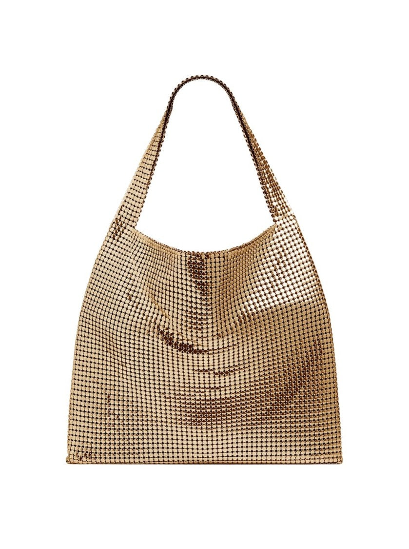 Rabanne Pixel Metallic Tote Bag Gold