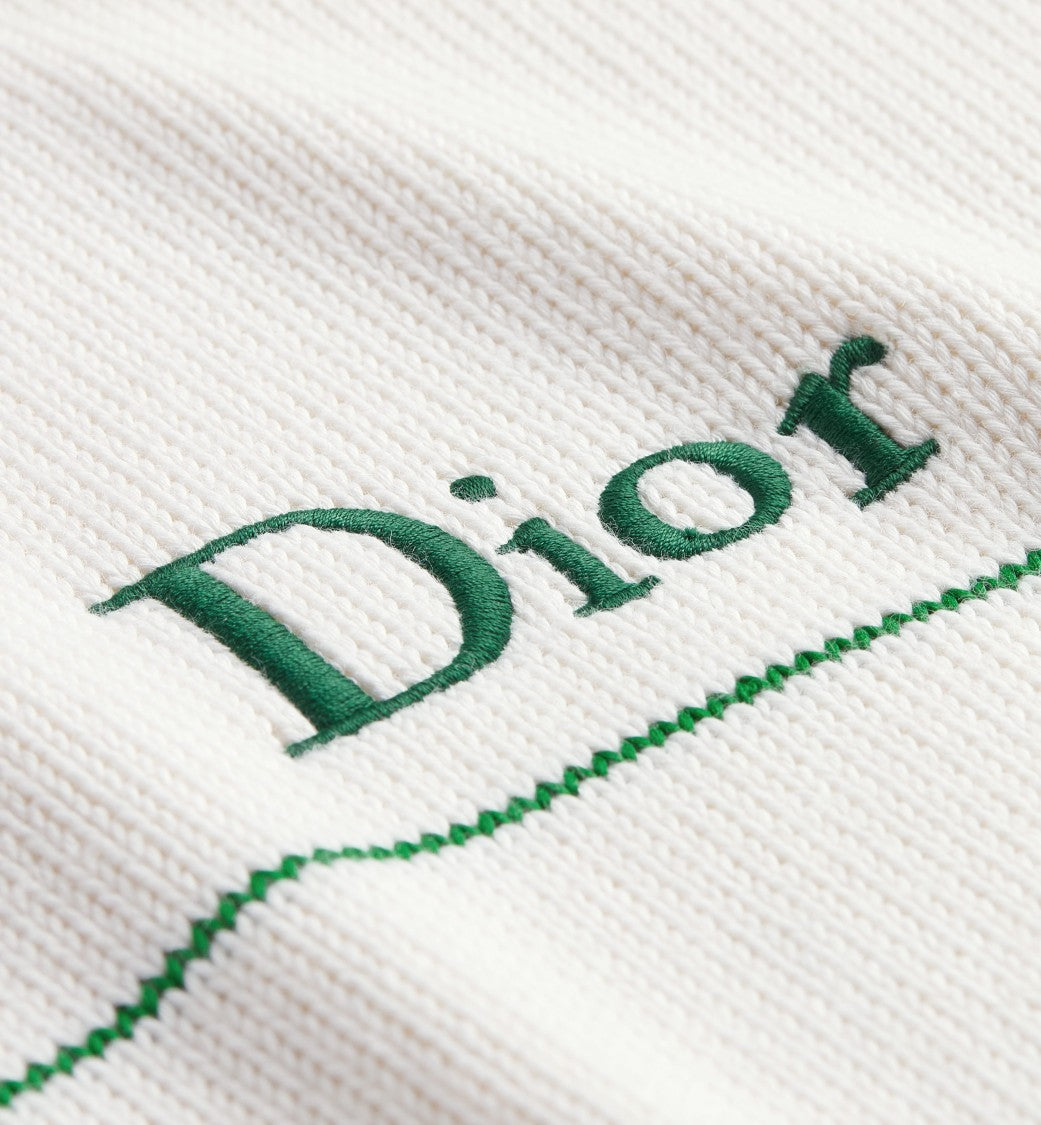 Christian Dior White Caterpillar Embroidered Ribbed Knit Top
