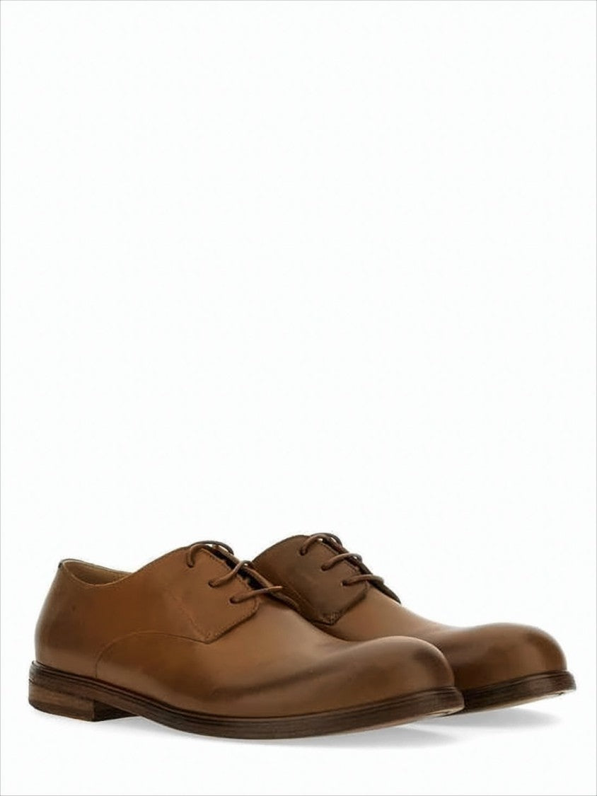 Marsèll Minimalist Brown Leather Dress Shoes With Rounded Toe