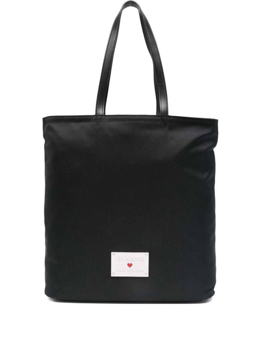 Love Moschino Rectangular Black Shopper Bag With Heart Detail